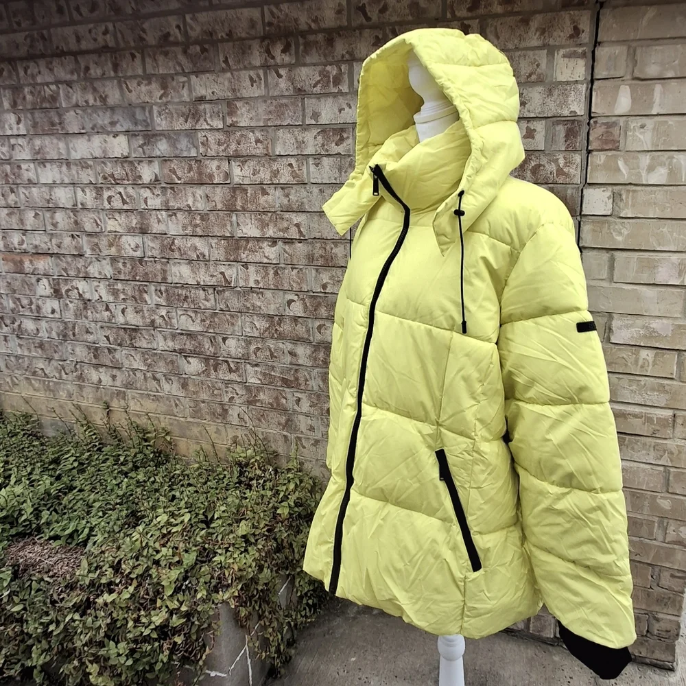 BCBGeneration Paris Puffer Jacket Hooded Yellow Full-Zip    Women Plus Size XXL - Picture 3 of 16
